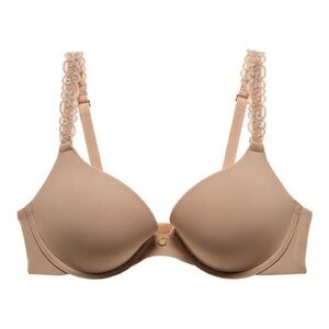 Natori Pure Luxe Push-Up Underwire Lace Detail Bra Nude Café Size 40DDD